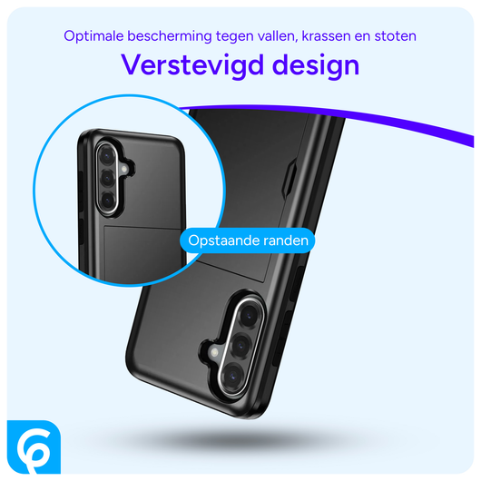 Samsung Galaxy A56 / A36 Hoesje met Slider Kaarthouder Back Cover Zwart afbeelding 2