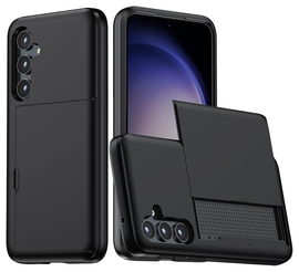 Samsung Galaxy A56 / A36 Hoesje met Slider Kaarthouder Back Cover Zwart