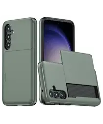 Samsung Galaxy A56 / A36 Hoesje met Slider Kaarthouder Back Cover Groen afbeelding