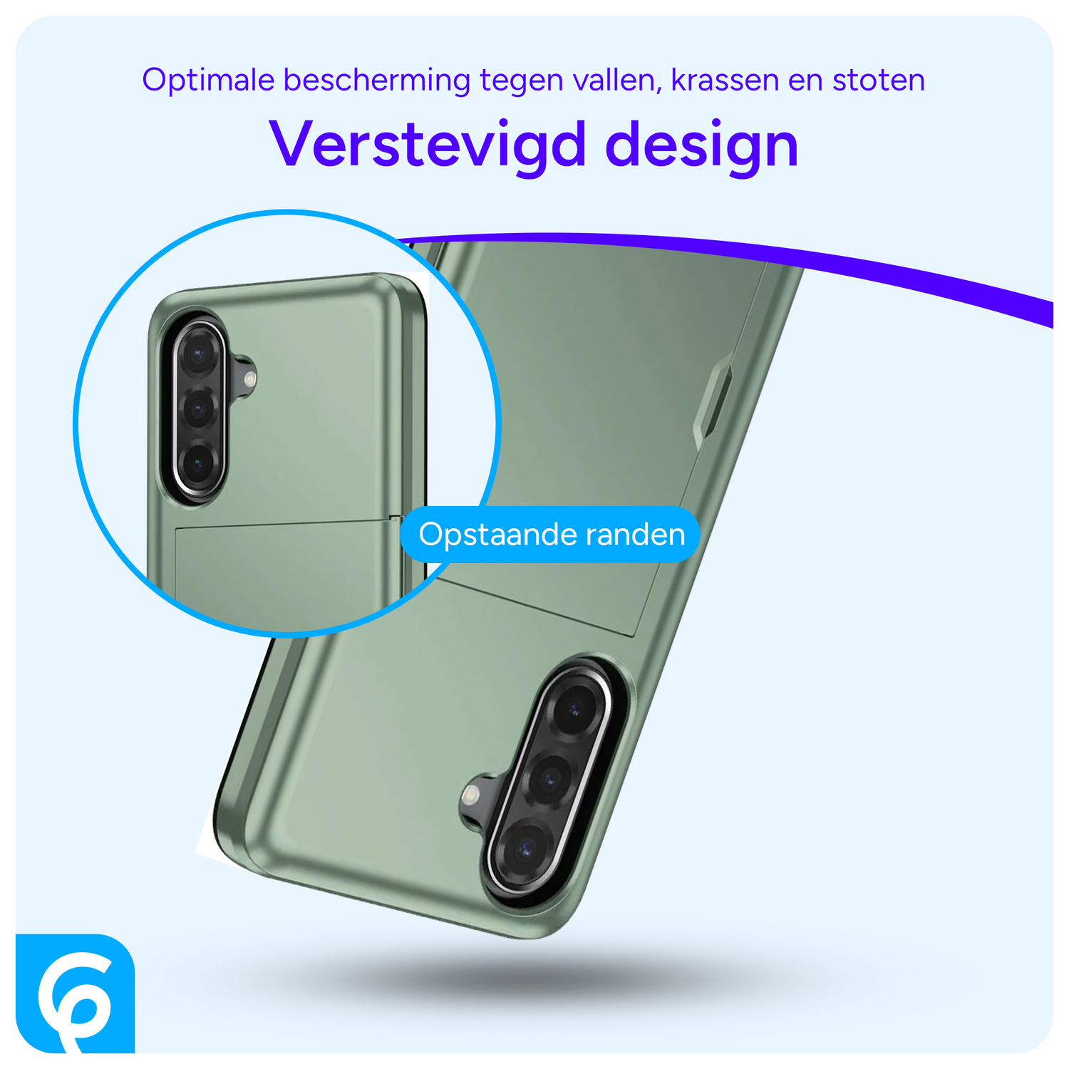 Samsung Galaxy A56 / A36 Hoesje met Slider Kaarthouder Back Cover Groen afbeelding 2