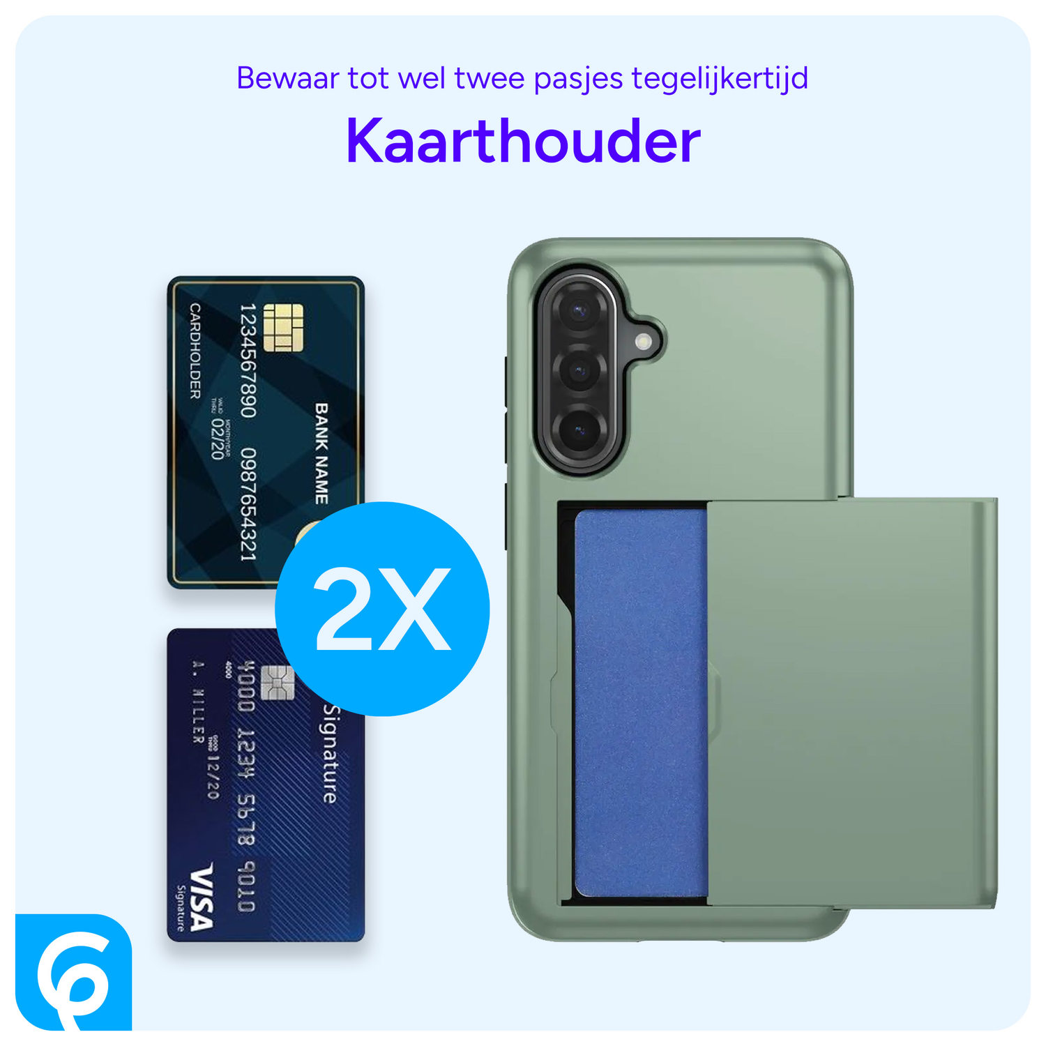 Samsung Galaxy A56 / A36 Hoesje met Slider Kaarthouder Back Cover Groen afbeelding 8