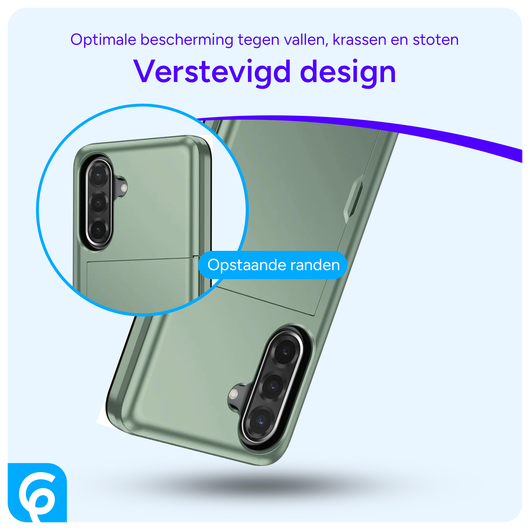 Samsung Galaxy A56 / A36 Hoesje met Slider Kaarthouder Back Cover Groen afbeelding 2