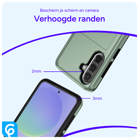 Samsung Galaxy A56 / A36 Hoesje met Slider Kaarthouder Back Cover Groen afbeelding 7