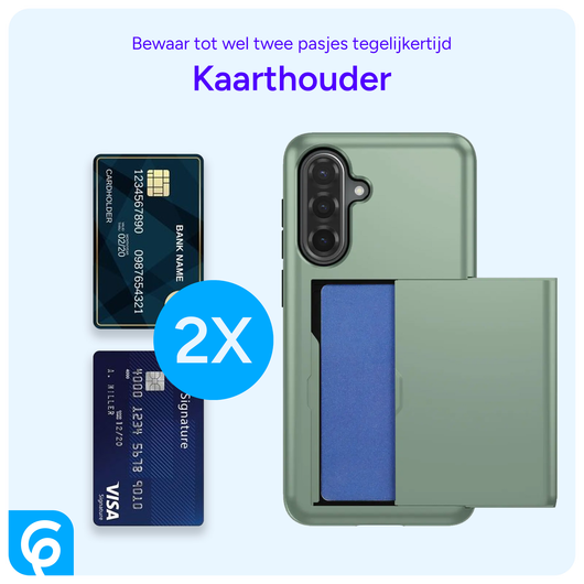 Samsung Galaxy A56 / A36 Hoesje met Slider Kaarthouder Back Cover Groen afbeelding 8