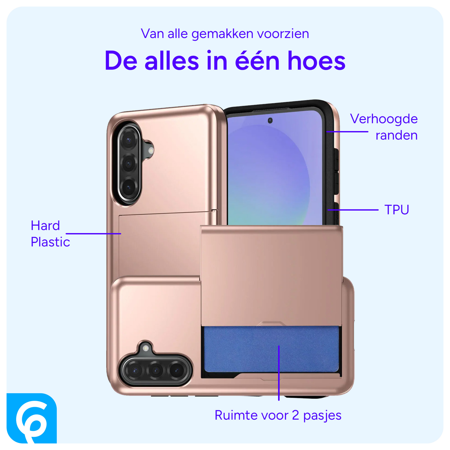 Samsung Galaxy A56 / A36 Hoesje met Slider Kaarthouder Back Cover Roze afbeelding 7