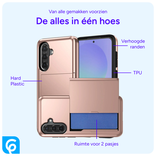 Samsung Galaxy A56 / A36 Hoesje met Slider Kaarthouder Back Cover Roze afbeelding 7