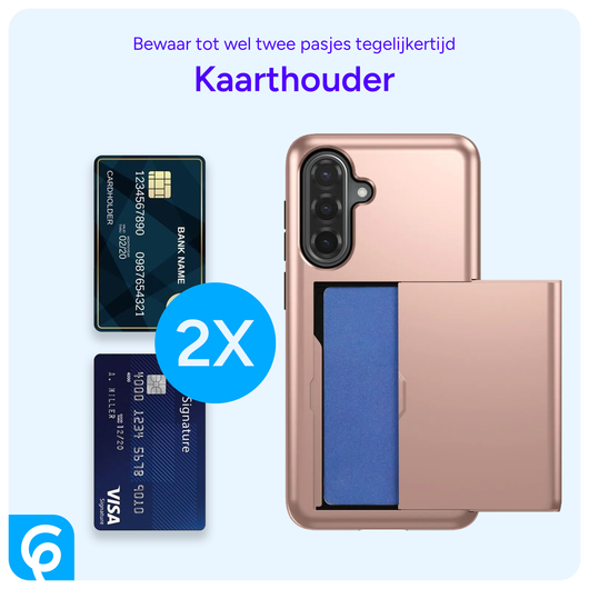 Samsung Galaxy A56 / A36 Hoesje met Slider Kaarthouder Back Cover Roze afbeelding 8