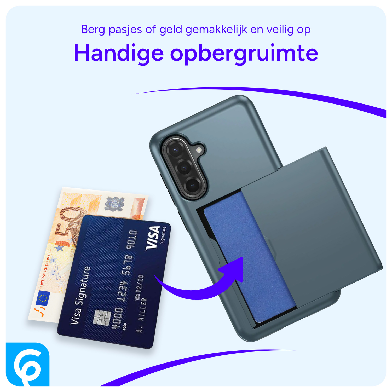 Samsung Galaxy A56 / A36 Hoesje met Slider Kaarthouder Back Cover Blauw afbeelding 4