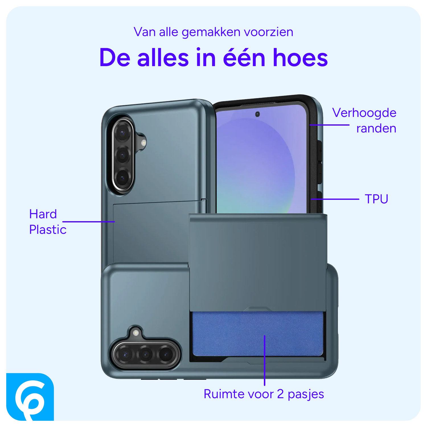 Samsung Galaxy A56 / A36 Hoesje met Slider Kaarthouder Back Cover Blauw afbeelding 6