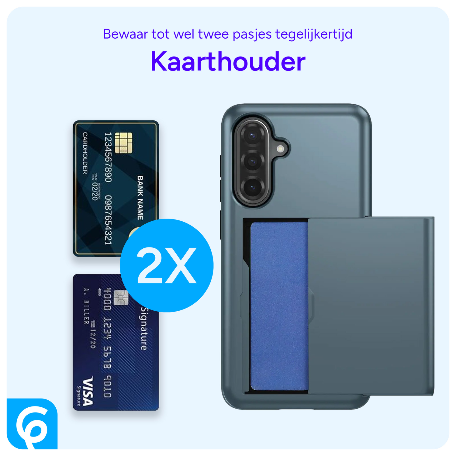 Samsung Galaxy A56 / A36 Hoesje met Slider Kaarthouder Back Cover Blauw afbeelding 7