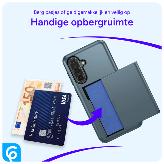 Samsung Galaxy A56 / A36 Hoesje met Slider Kaarthouder Back Cover Blauw afbeelding 4