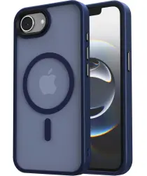 Apple iPhone 16e Hoesje met MagSafe Back Cover Matte Blauw afbeelding