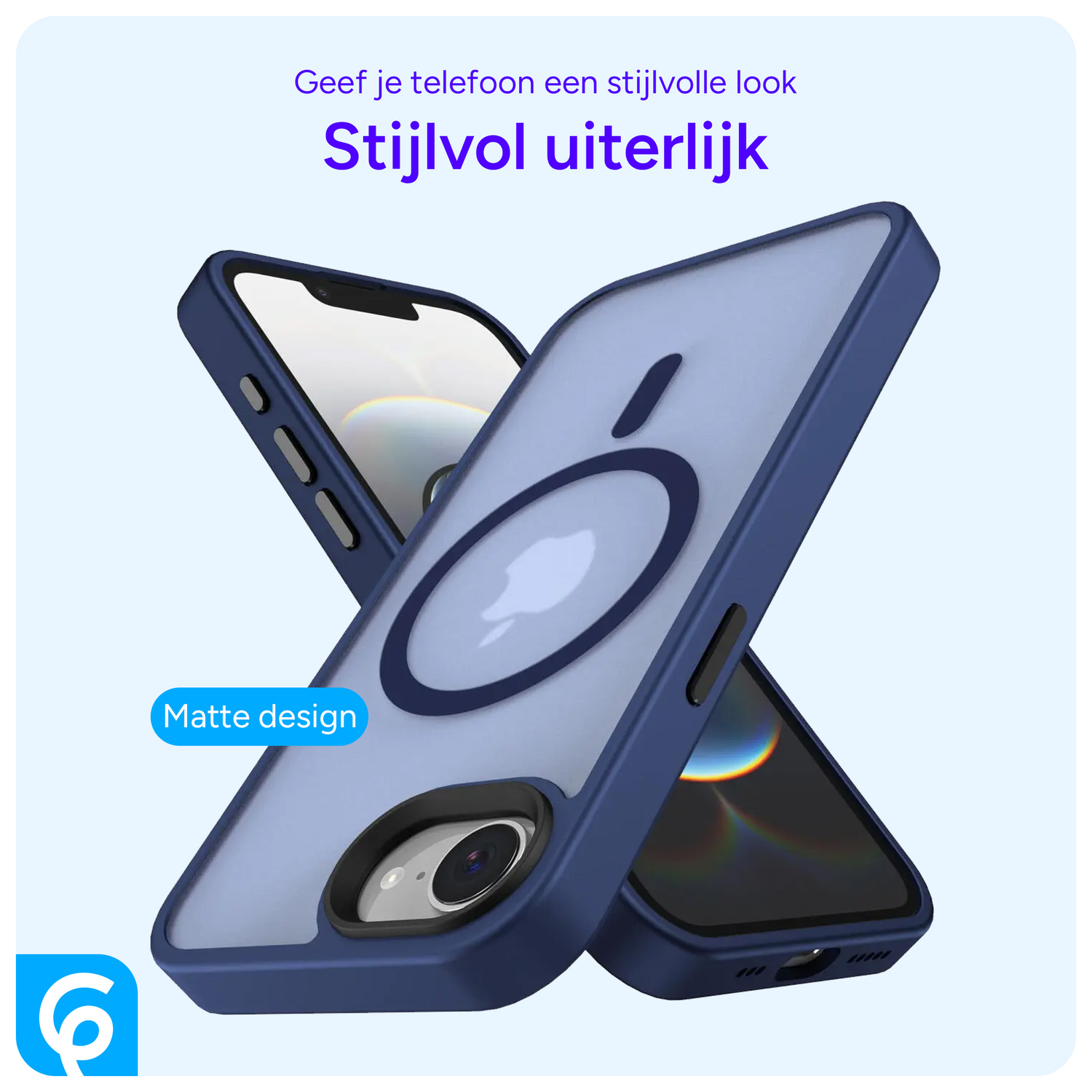 Apple iPhone 16e Hoesje met MagSafe Back Cover Matte Blauw afbeelding 5