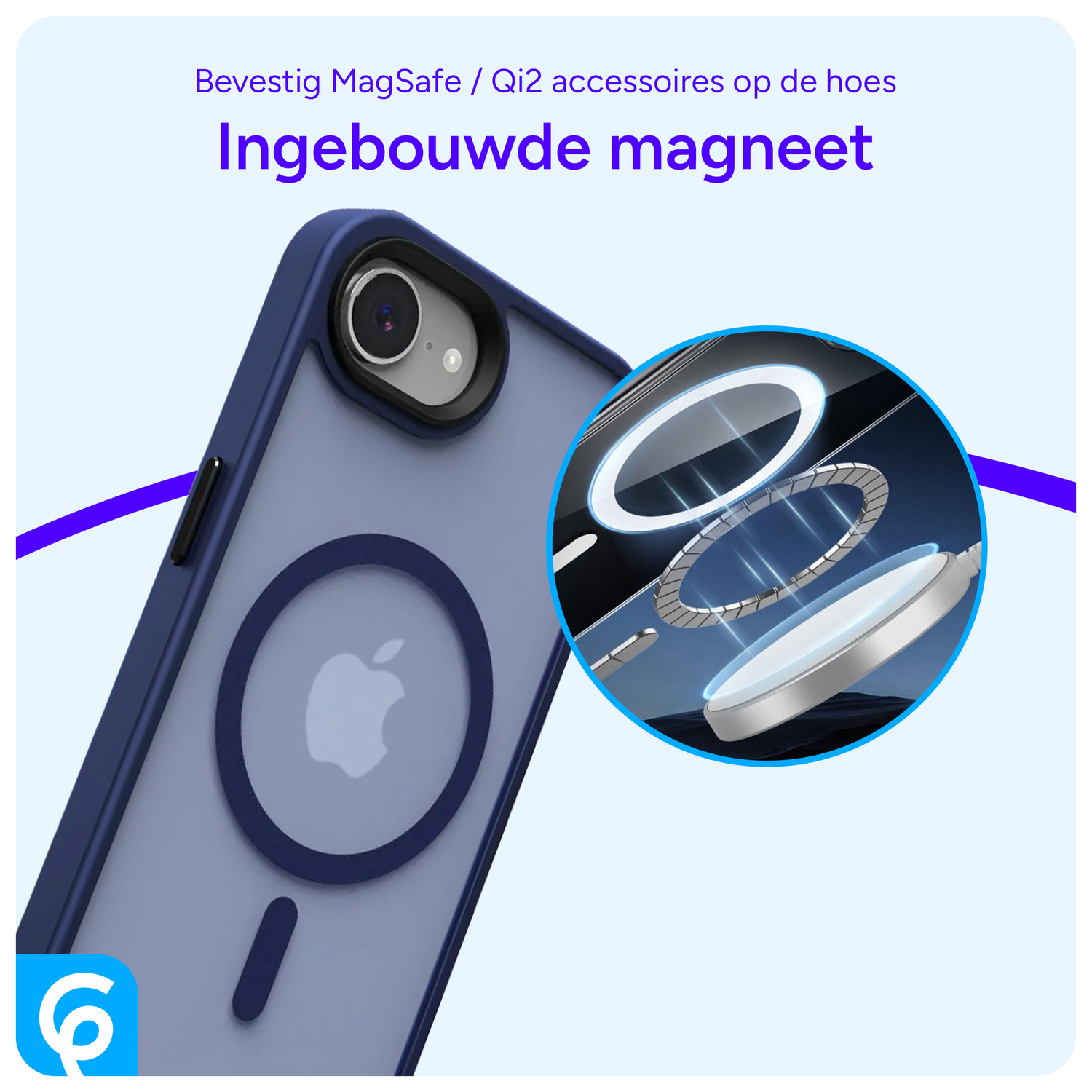 Apple iPhone 16e Hoesje met MagSafe Back Cover Matte Blauw afbeelding 6