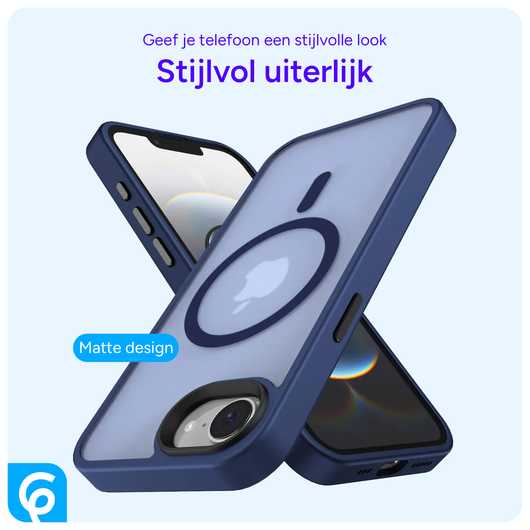 Apple iPhone 16e Hoesje met MagSafe Back Cover Matte Blauw afbeelding 5