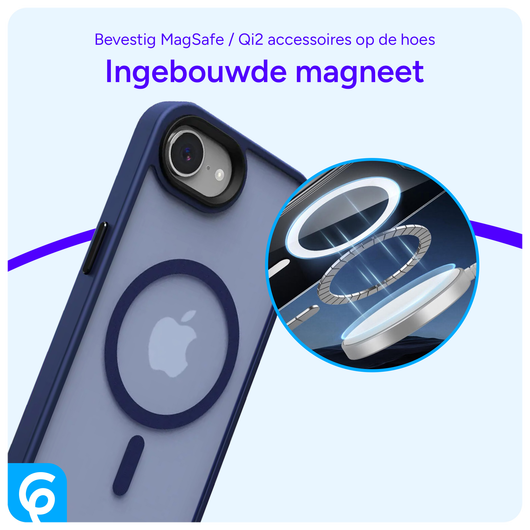 Apple iPhone 16e Hoesje met MagSafe Back Cover Matte Blauw afbeelding 6