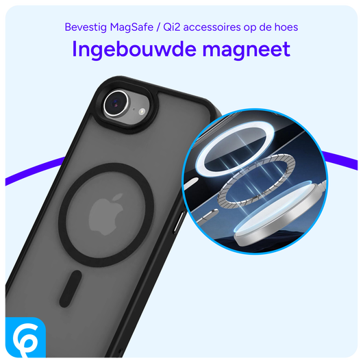 Apple iPhone 16e Hoesje met MagSafe Back Cover Matte Zwart afbeelding 4