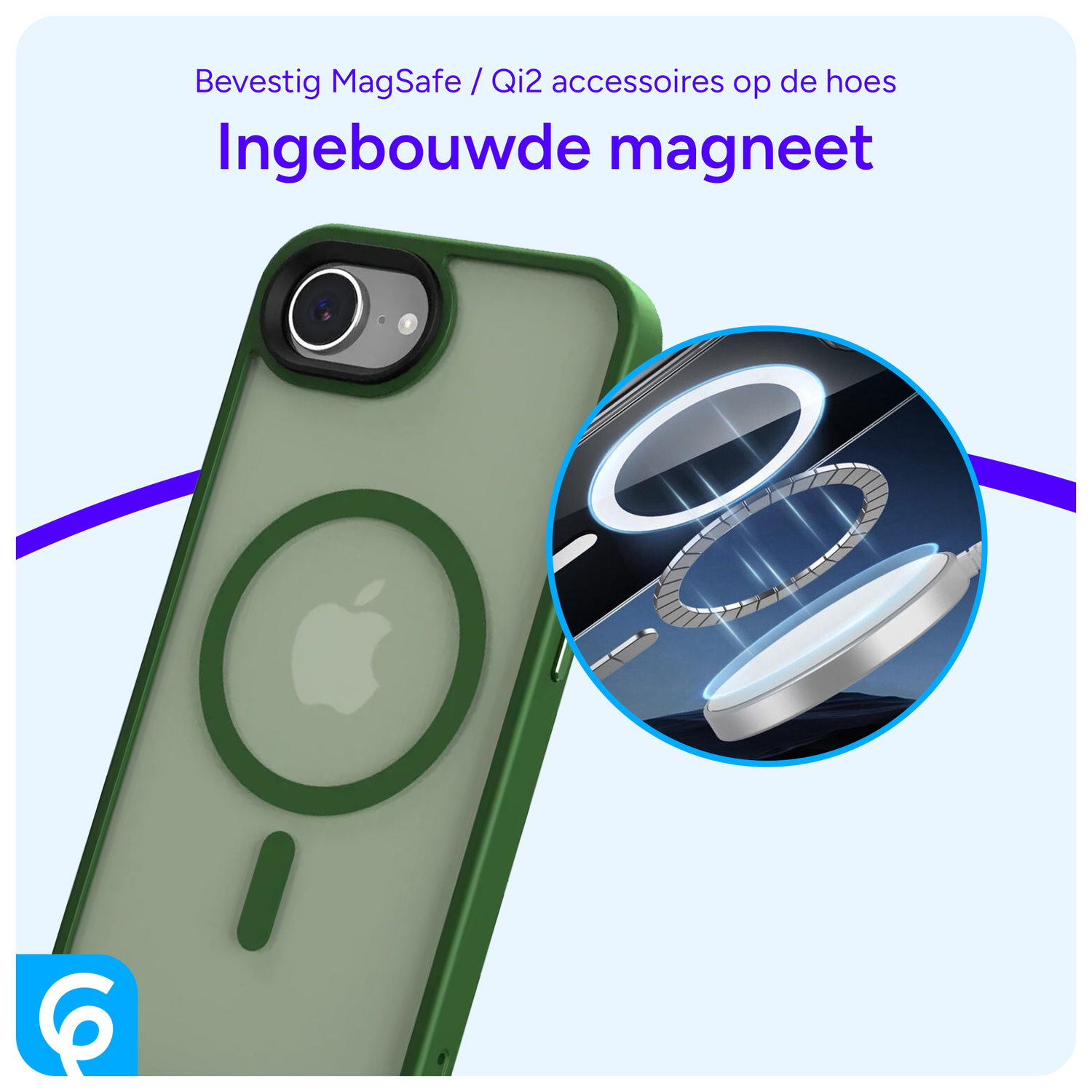 Apple iPhone 16e Hoesje met MagSafe Back Cover Matte Green afbeelding 6