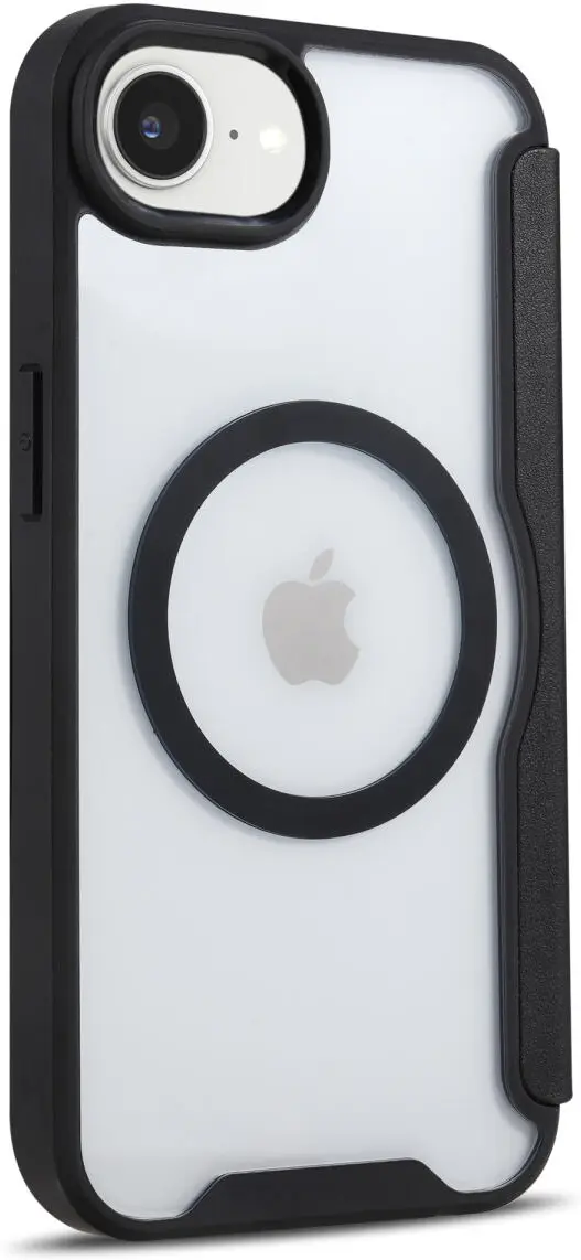 Apple iPhone 16e Hoesje met MagSafe / Qi2 Book Case Transparant / Zwart afbeelding 7