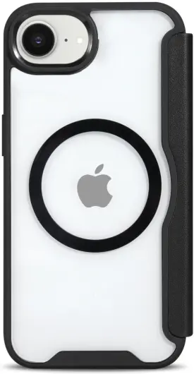 Apple iPhone 16e Hoesje met MagSafe / Qi2 Book Case Transparant / Zwart afbeelding 3