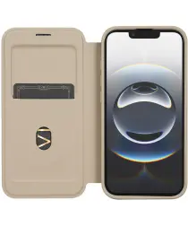 Apple iPhone 16e Hoesje met MagSafe / Qi2 Book Case Transparant / Beige afbeelding