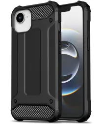 Apple iPhone 16e Hoesje Shock Proof Hybride Back Cover Zwart afbeelding