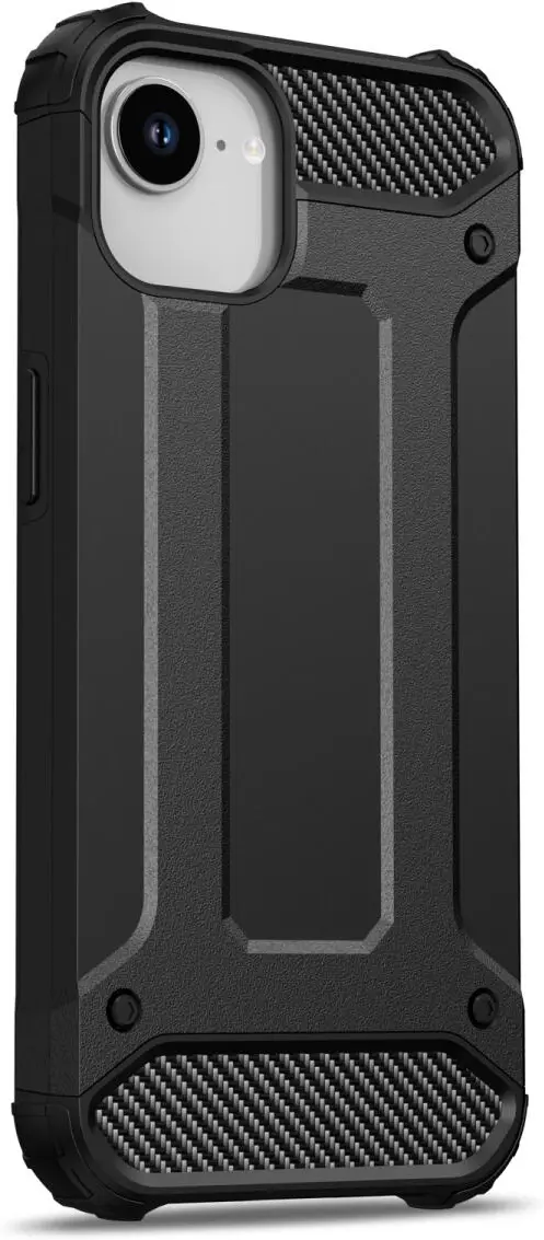 Apple iPhone 16e Hoesje Shock Proof Hybride Back Cover Zwart afbeelding 9