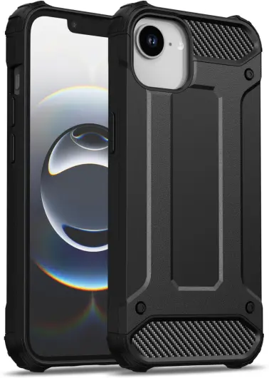 Apple iPhone 16e Hoesje Shock Proof Hybride Back Cover Zwart afbeelding 10