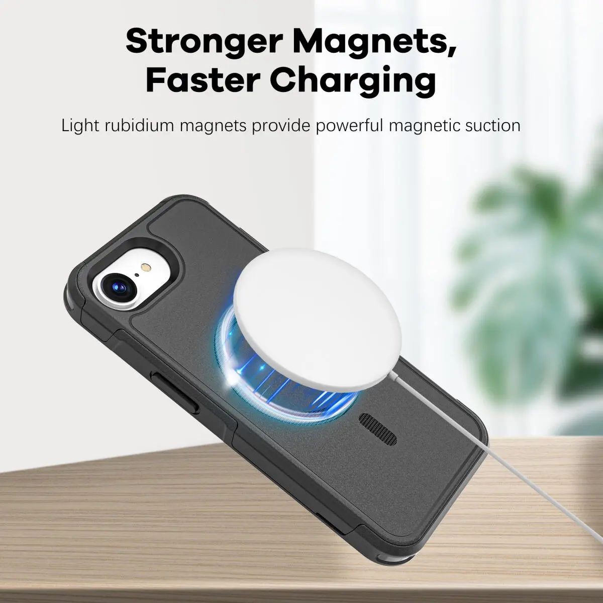 Apple iPhone 16e Hoesje Dual-Layer Hybride Back Cover met MagSafe / Qi2 Zwart afbeelding 3