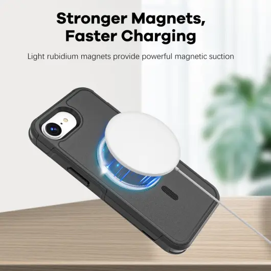 Apple iPhone 16e Hoesje Dual-Layer Hybride Back Cover met MagSafe / Qi2 Zwart afbeelding 3
