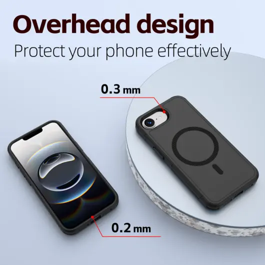 Apple iPhone 16e Hoesje Dual-Layer Hybride Back Cover met MagSafe / Qi2 Zwart afbeelding 7