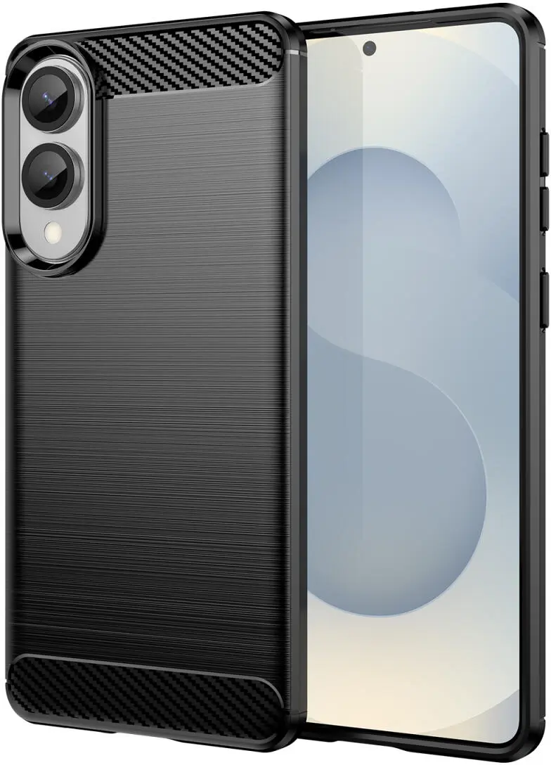 Samsung Galaxy S25 Edge Hoesje Geborsteld TPU Flexibele Back Cover Zwart afbeelding 1