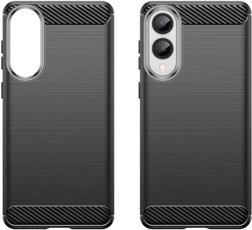 Samsung Galaxy S25 Edge Hoesje Geborsteld TPU Flexibele Back Cover Zwart afbeelding 2