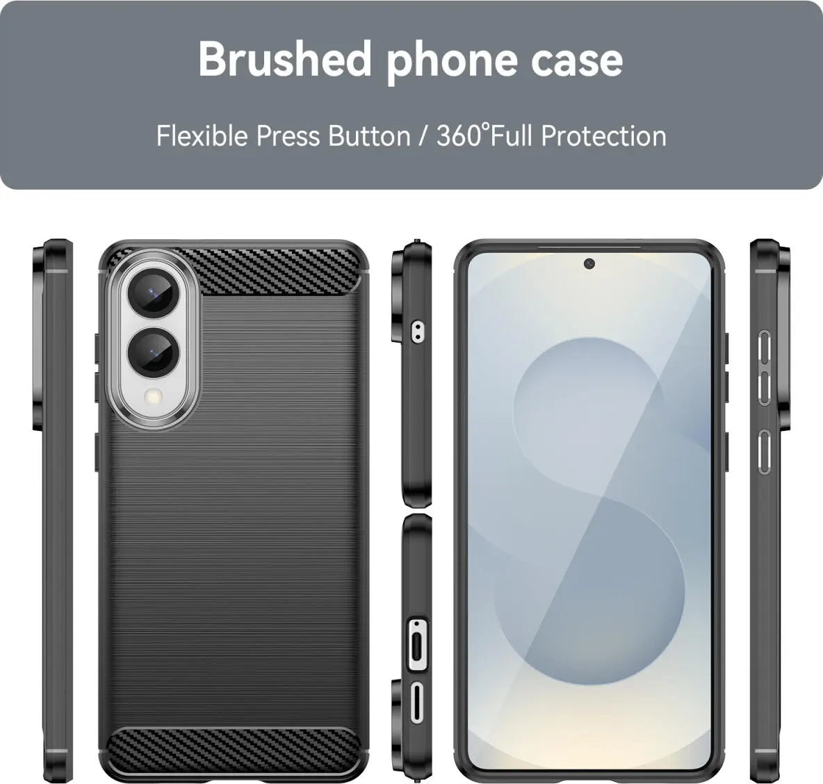 Samsung Galaxy S25 Edge Hoesje Geborsteld TPU Flexibele Back Cover Zwart afbeelding 8