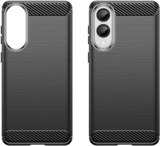 Samsung Galaxy S25 Edge Hoesje Geborsteld TPU Flexibele Back Cover Zwart afbeelding 2