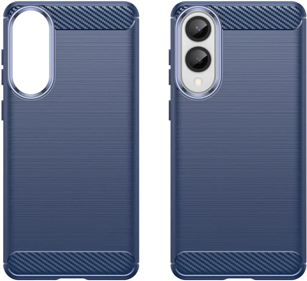 Samsung Galaxy S25 Edge Hoesje Geborsteld TPU Flexibele Back Cover Blauw afbeelding 2