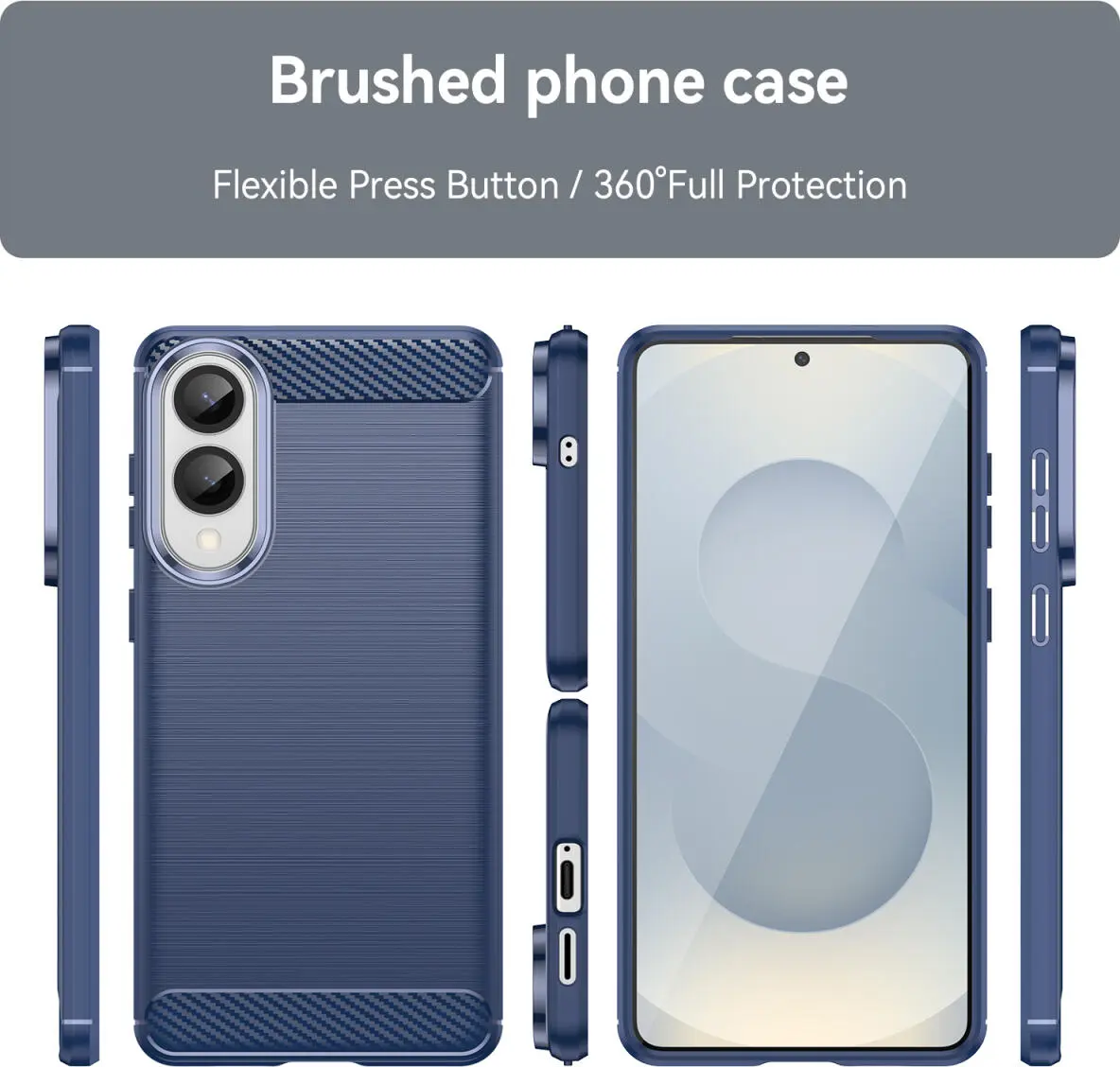 Samsung Galaxy S25 Edge Hoesje Geborsteld TPU Flexibele Back Cover Blauw afbeelding 8