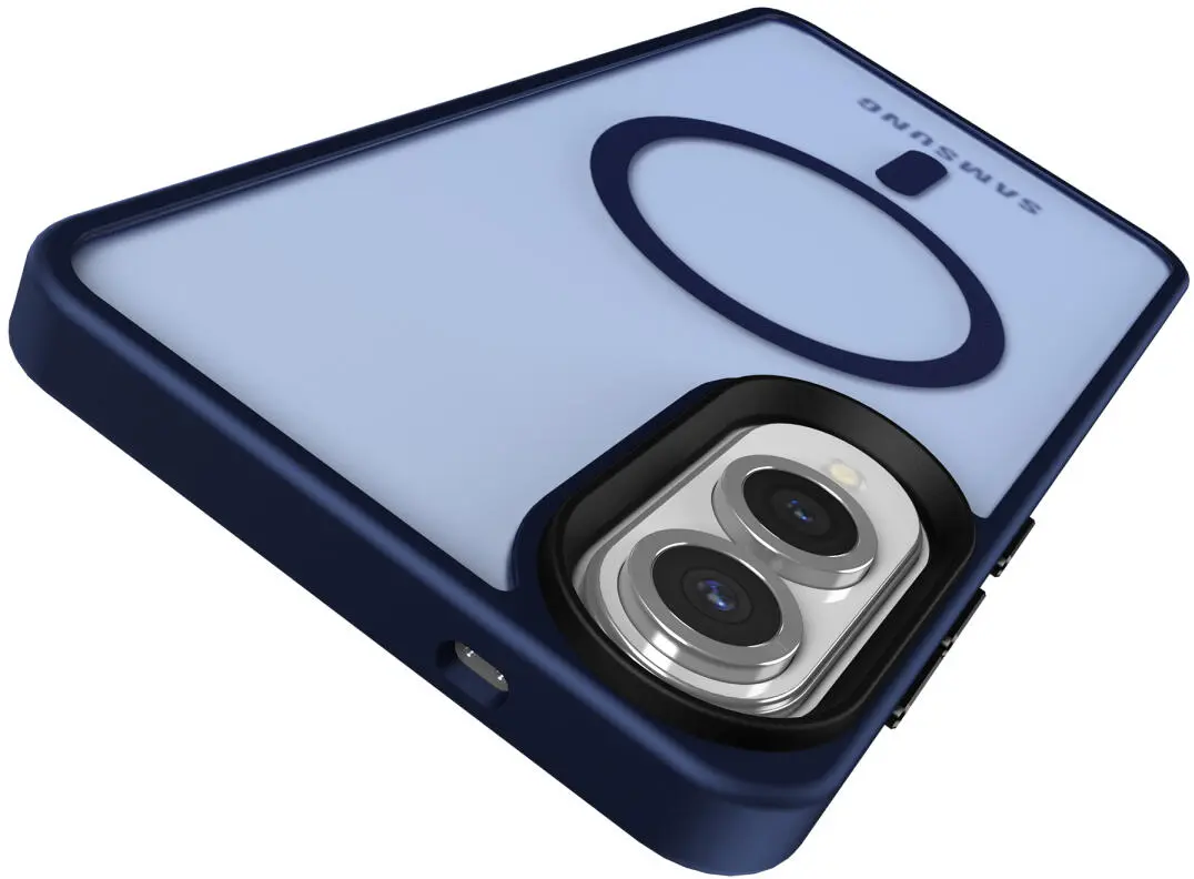 Samsung Galaxy S25 Edge Hoesje met MagSafe Back Cover Matte Blauw afbeelding 5