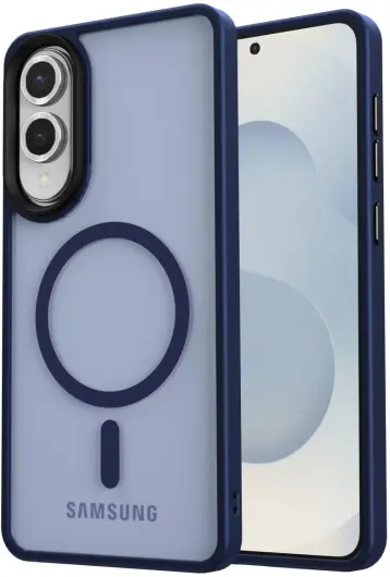 Samsung Galaxy S25 Edge Hoesje met MagSafe Back Cover Matte Blauw afbeelding 1
