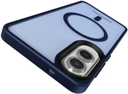 Samsung Galaxy S25 Edge Hoesje met MagSafe Back Cover Matte Blauw afbeelding 5