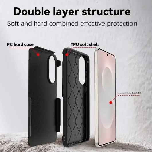 Samsung Galaxy S25 Edge Hoesje Dual-Layer Hybride met MagSafe / Qi2 Zwart afbeelding 3