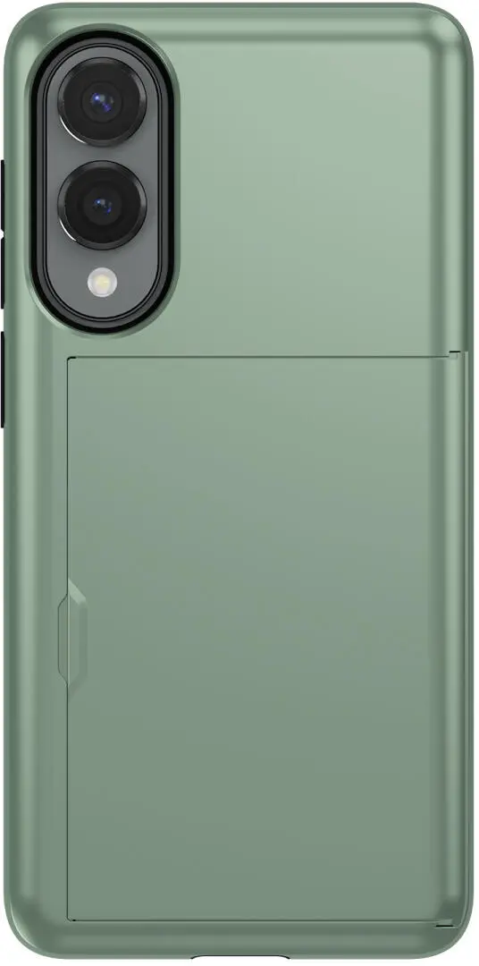 Samsung Galaxy S25 Edge Hoesje met Slider Kaarthouder Back Cover Groen afbeelding 4