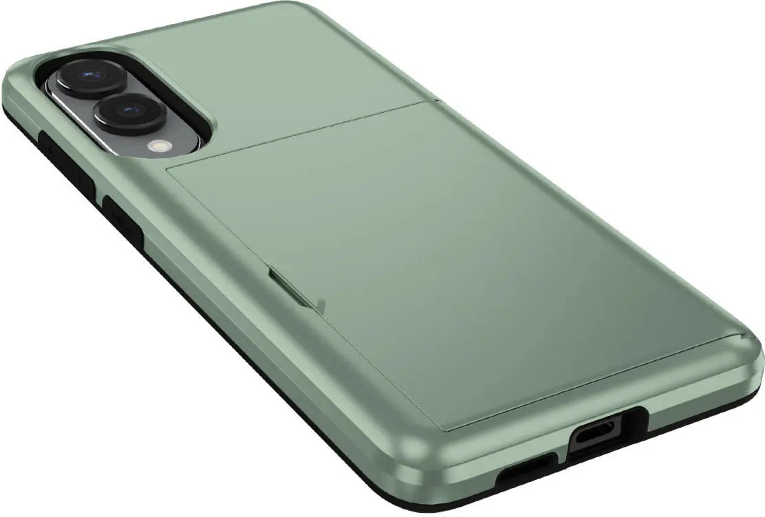 Samsung Galaxy S25 Edge Hoesje met Slider Kaarthouder Back Cover Groen afbeelding 8