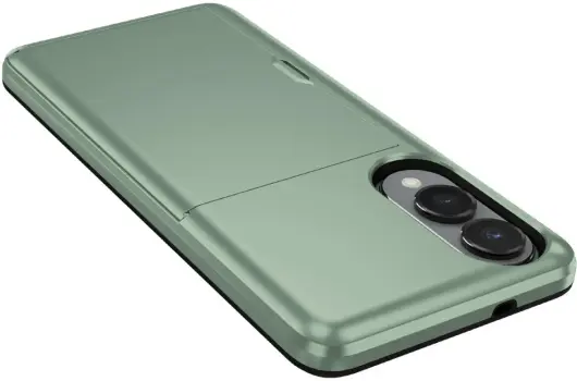 Samsung Galaxy S25 Edge Hoesje met Slider Kaarthouder Back Cover Groen afbeelding 7