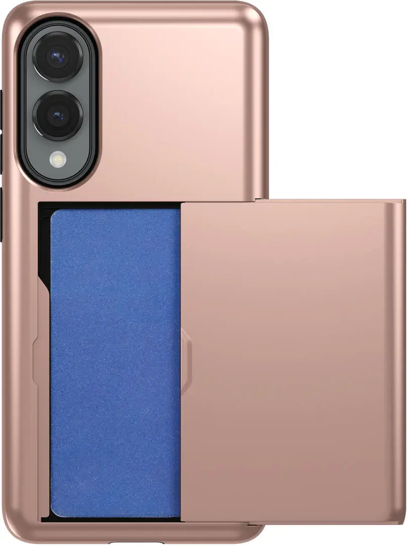 Samsung Galaxy S25 Edge Hoesje met Slider Kaarthouder Back Cover Roze afbeelding 2