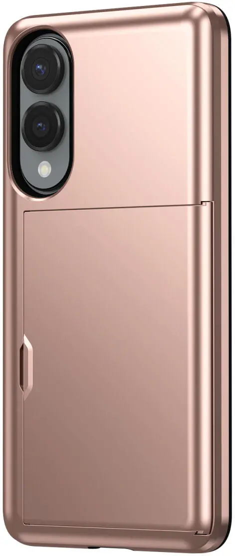 Samsung Galaxy S25 Edge Hoesje met Slider Kaarthouder Back Cover Roze afbeelding 5