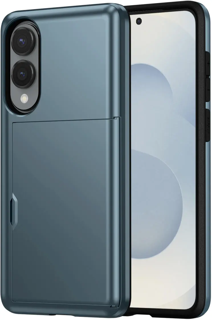 Samsung Galaxy S25 Edge Hoesje met Slider Kaarthouder Back Cover Blauw afbeelding 1