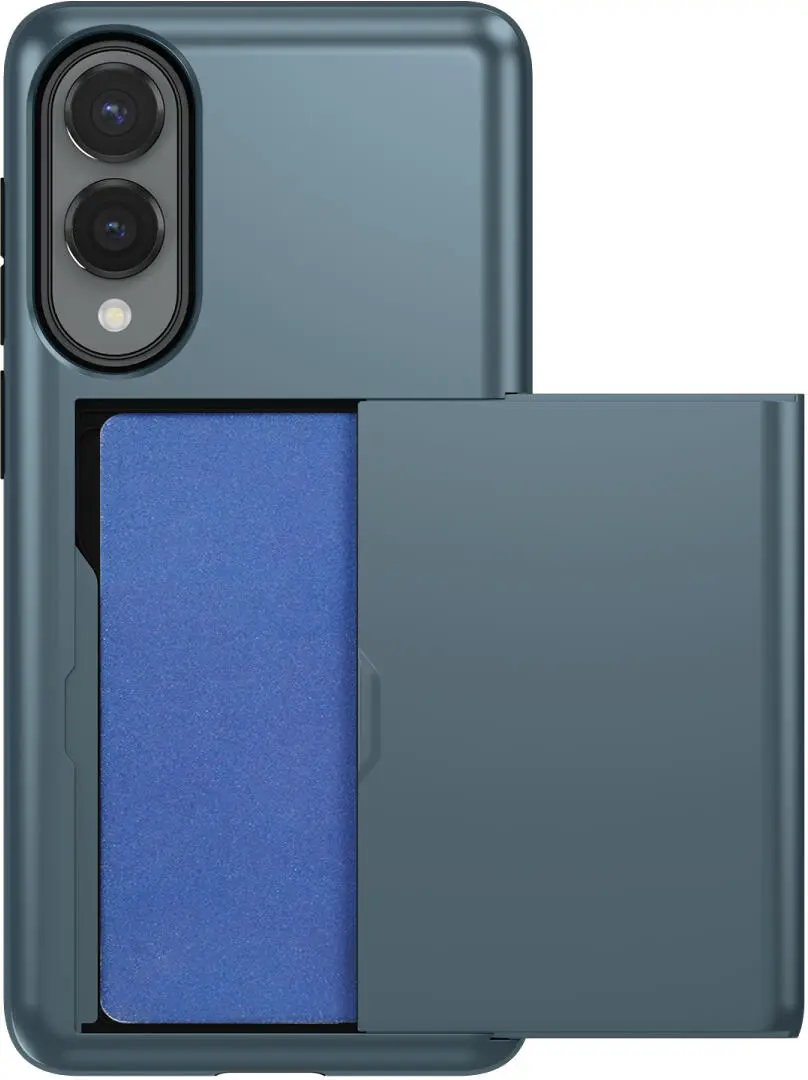 Samsung Galaxy S25 Edge Hoesje met Slider Kaarthouder Back Cover Blauw afbeelding 2