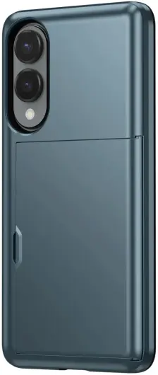 Samsung Galaxy S25 Edge Hoesje met Slider Kaarthouder Back Cover Blauw afbeelding 5