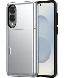 Samsung Galaxy S25 Edge Hoesje met Slider Kaarthouder Back Cover Grijs afbeelding